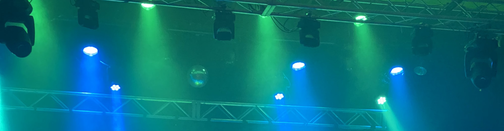 blue and green theater stage lights Seattle